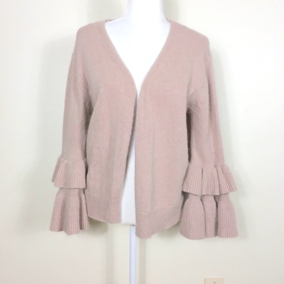 Anthro POL ruffled bell sleeve rabbit/wool sweater - Picture 2 of 8